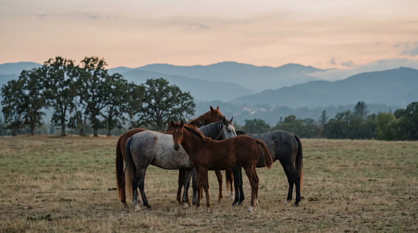 Chevaux en liberté, Écurie Thomas Lévêque, Rhône
